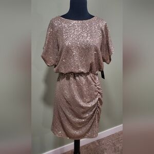 Express Sparkly Champagne Mini Dress